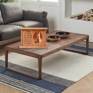 Urna para Mascotas de Madera Maciza, Forma Rectangular con Marco Ovalado para Fotos, para Perros, Gatos, Caja Funeraria para Animales Pequeños, Duradera y Personalizable - Product Image 2