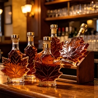 Bouteille de vin en verre vide de luxe personnalisée de 50 ml, 100 ml, 250 ml, en forme de feuille d'érable, avec design sculpté