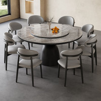 Runder Schiefertisch Runder Massivholz-Esstisch und Stuhl-Set Modern Einfach für den Hausgebrauch mit Drehplatte Kleiner Runder Esstisch