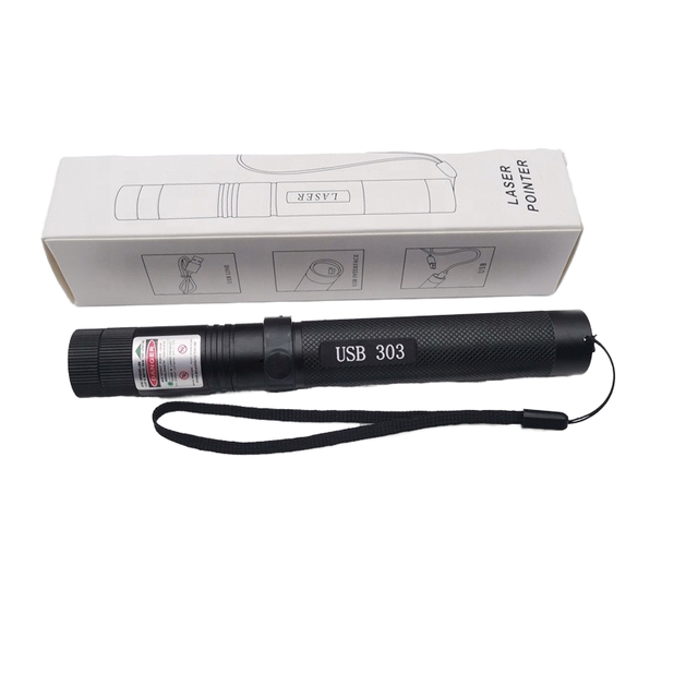 Factory Wholesale 303USB Long-distance High Power Flashlight Green Laser Pointer Adjustable Focus PPT Teacher Pen