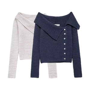 Mode Frauen schulter frei Asymmetrischer Kragen Strick pullover - Product Image 1