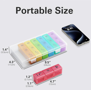Stock Plastic Product <b>Rainbow</b> Color 7 Day Pill Organizer 21 Cases Weekly Pill <b>Boxes</b> - Product Image 5