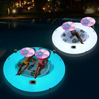 OEM personalizado doble flotante cama Piscina redonda adulto reclinable PVC inflable con luz LED solar