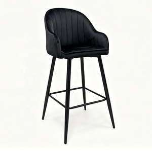 Tabourets <span class=keywords><strong>de</strong></span> <span class=keywords><strong>bar</strong></span> élégants en velours capitonné avec accoudoirs et structure en métal <span class=keywords><strong>noir</strong></span> pour la maison, l'hôtel, le <span class=keywords><strong>bar</strong></span>, le café - Product Image 6