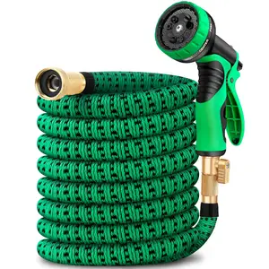 25ft to 100ft Expandable Garden Hose with 9 Function Nozzle Lightweight Water Hose with Brass Fittings