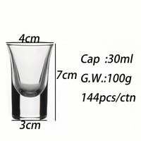 Gelas Shot Mini Logo Kustom Personal 1OZ Klasik untuk Tequila, Wine, Whiskey, Suvenir Berkualitas Tinggi dengan Alas Tebal Bentuk Peluru
