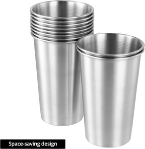 Tazas de pinta de acero inoxidable de 16 onzas - Paquete de 10 tazas de acero 304 de 450 ml - Para café, té, bebidas frías, uso doméstico y al aire libre - Product Image 3