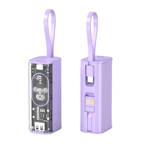 Wholesale Mini Portable Transparent Design Charging Power Bank 5000 mah Cartoon Multi-function Universal Mobile Power Charger
