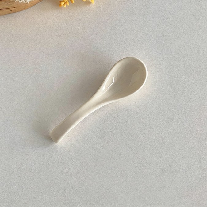 Half-textured small spoon - cream color