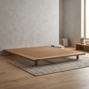 Modern Teak Wooden Solid Wood Platform <b>Bed</b> <b>Frame</b> Low Profile Multi-<b>Size</b> Bedroom Furniture - Product Image 3