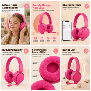 Trendy Foldable Kids Gaming Headset Wireless <b>Bluetooth</b> Headphone Safe Non‑toxic Material With <b>Microphone</b> For Girls - Product Image 3