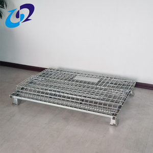 Contenedor de Almacenamiento de Carga, Carro de Lavandería, Malla de Alambre Soldada, Plegable, Apilable, con Cierre, Puerta Semiabierta, Acabado Galvanizado, Caja para Palés - Product Image 2