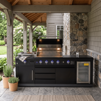 Cuisine extérieure modulaire en acier inoxydable de haute qualité Hyrley, sans formaldéhyde, pour patio, jardin, îlot barbecue