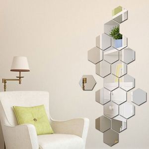 Autocollants muraux décoratifs en acrylique hexagonaux 3D, 12 pièces, auto-adhésifs, pour décoration esthétique de la maison, salle de bain, panneau de maquillage - Product Image 3