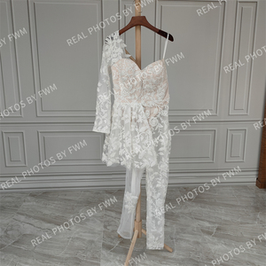 15389 #   Abito <span class=keywords><strong>da</strong></span> <span class=keywords><strong>Sposa</strong></span> Boho con Foto Reali, Monospalla con Applicazioni in Pizzo, Strascico Staccabile, Vestito <span class=keywords><strong>da</strong></span> <span class=keywords><strong>Sposa</strong></span> Sexy - Product Image 2