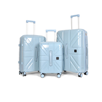 Ensemble de bagages rigides géométriques 20/24/28 pouces 3 pièces avec logo personnalisé, valise de voyage en PP avec roulettes pivotantes à 360°
