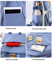 Sac à dos scolaire imperméable en tissu Oxford antivol et tendance pour enfants, idéal pour les collégiens et lycéens, mignon, grande capacité, ensemble 5-en-1