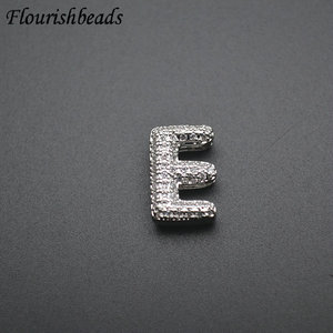 Vendita calda moda metallo ottone CZ pavimentato ventisei lettera a forma di ciondolo alla moda per donna uomo gioielli collana bracciale - Product Image 6