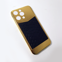 Vente chaude à Dubaï, coque arrière en cuir et métal pour iPhone 14 Pro Max, vente en gros