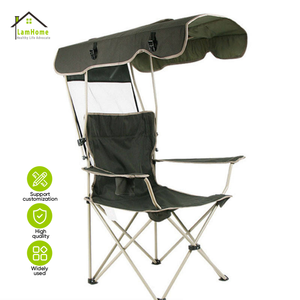 Chaise de camping pliable moderne en aluminium pour l'extérieur avec auvent amovible, légère et durable pour la plage, la terrasse et la pêche - Product Image 1
