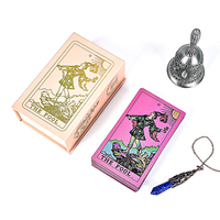 Carte de tarot personnalisée en PVC avec feuille d'or étanche, modèle de soleil rose avec manuel d'utilisation, matériel en papier, vente en gros