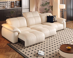 Divano Componibile Elettrico in Vera Pelle di Alta Qualità, Design Moderno, Regolabile e Retrattile per Soggiorno - Product Image 1