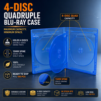 Boîte de rangement multi-packs pour 4 disques Blu-ray, en PP transparent bleu, pour coffret de séries TV