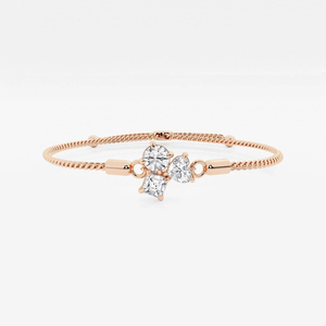 Fine <b>Anklet</b> 1 1 2 CTW Multi Shape Lab Grown Diamond Three Stone Bolo Bracelet 8 Inch Adjustable Dainty Elegant Jewelry - Product Image 3