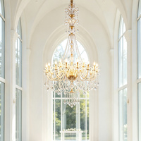 Lustre classique en cristal doré, luminaire décoratif suspendu pour la décoration de salle de mariage ou de villa