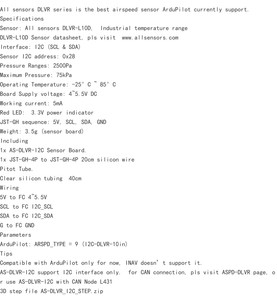 เซ็นเซอร์วัดความเร็วลมดิจิตอล Matek Systems AS-DLVR-I2C  วัสดุพลาสติก สำหรับ ArduPilot RC มัลติโรเตอร์ เครื่องบินปีกตรึง FPV ตัวควบคุมการบิน - Product Image 2