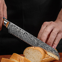Ensemble de couteaux de chef japonais en acier inoxydable à haute teneur en carbone VG10 Damas Ocean Wave manche en bois stabilisé en résine métal de haute qualité