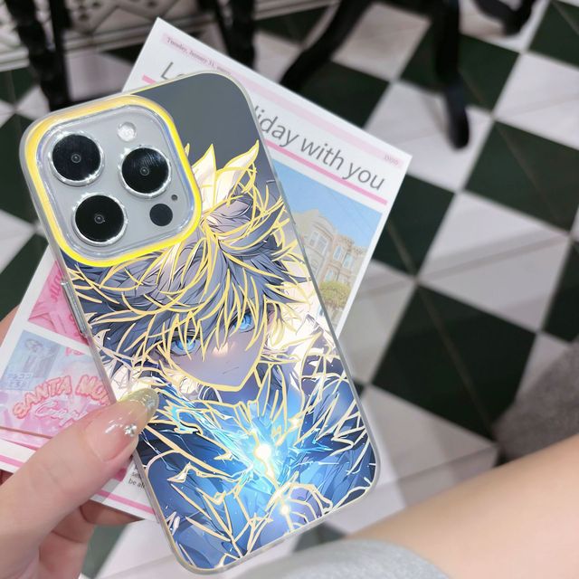 Cool Anime Characters Colored Silver Mobile Phone case for iPhone 16 Plus 15 Pro Max 14 13 12 11 IMD Chameleon Laser Back Cover
