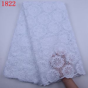 Vendita calda africano svizzero tessuto di pizzo di cotone con pietre per il partito di alta qualità a secco Voile pizzo di cotone per 1822 del vestito - Product Image 5