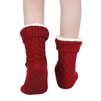 Chaussons d'hiver pour femmes, chauds et moelleux, doublés en polaire, doux et douillets, épais, Sherpa, avec pinces antidérapantes.