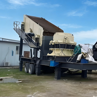 Ligne de production mobile de concassage de pierres, concasseur à cône pour calcaire, basalte, granit, 200t/h, roulement moteur, engrenage, moteur AC, industrie minière