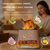 Diffuseur de micro-paysage à flamme simulée 3D, 260 ml, lumière LED à 8 couleurs changeantes, humidificateur d'huiles essentielles pour voiture et bureau