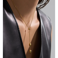 Collier pendentif goutte d'eau minimaliste JINYOU 564 en gros, chaîne en forme de serpent lisse pour couples