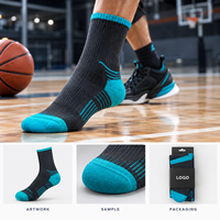 Chaussettes de sport de basketball avec renfort d'orteil, talon intégré, maille respirante, manchette graduée, rouge et blanc, amorti pour le court, ajustement de la cheville, pour équipe