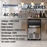 Machine à glaçons en cubes commerciale Scotsman AC-106, qualité alimentaire, hygiénique, refroidissement par air, nettoyage automatique, 400 kg/jour pour les magasins de proximité