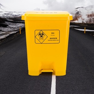 <b>Square</b> Yellow Medical Waste <b>Bin</b> Foot Operated Plastic Indoor Use 800g Zhejiang Origin - Product Image 2