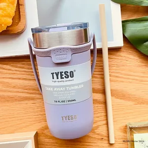 <span class=keywords><strong>Tyeso</strong></span> แก้วกาแฟสแตนเลส550/710มล. พร้อมหลอดขวดน้ำในรถยนต์กระติกน้ำสุญญากาศแบบมีฝาปิดสองชั้น - Product Image 6