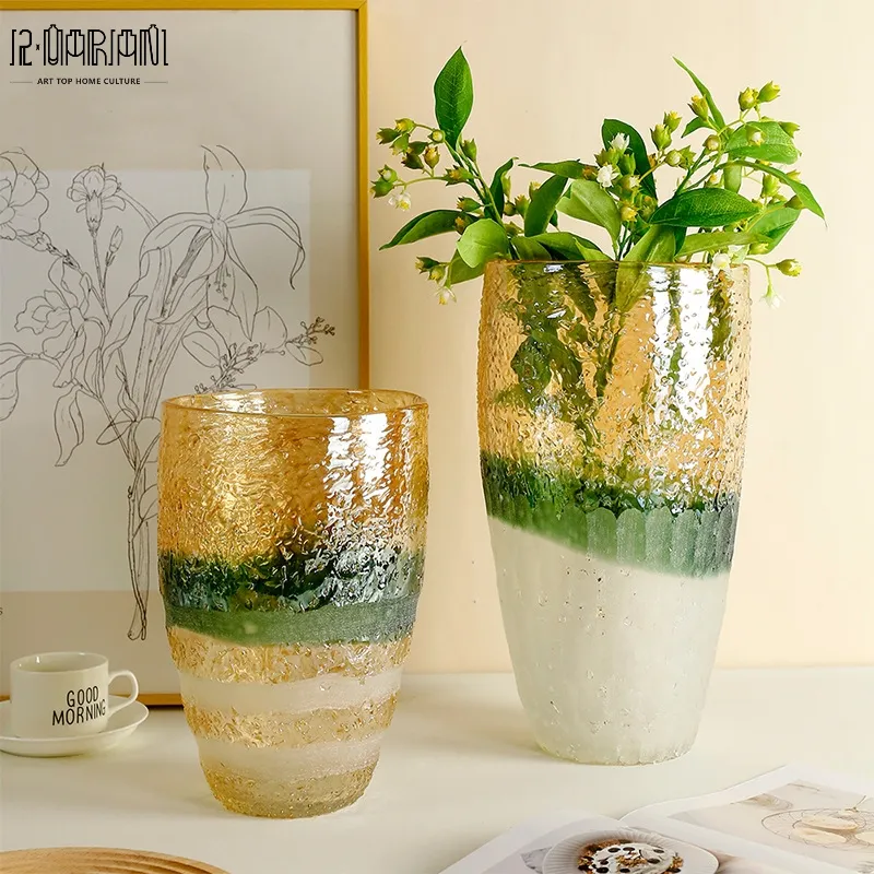 Hochwertige europäische kreative bambusförmige große zylinderförmige Glasvase für Blumen
