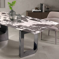 Table à manger rectangulaire moderne en marbre avec base en acier inoxydable pour la salle à manger