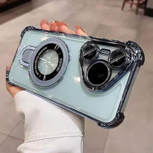 <span class=keywords><strong>Funda</strong></span> para Huawei Pura 80 70 Pro Ultra Nova13, <span class=keywords><strong>Funda</strong></span> Trasera Magnética con Soporte, Transparente, de Lujo, con Galvanoplastia y Airbag - Product Image 1