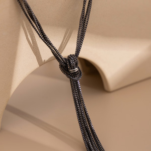 Collar de Eslabones Geométricos en Forma de Y, Chapado en Oro, Estilo Europeo Americano, Simple, para Mujer, Estilo Frío, Multicapa, con Cuentas CCB - Product Image 5