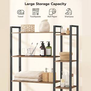 Scaffale portaoggetti da bagno CF Industrial a 8 ripiani reversibile in legno rustico e metallo, da posizionare sopra il WC, per la casa - Product Image 4