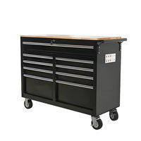 Armoire à outils en acier robuste avec dessus en bois, chariot à outils mobile verrouillable, OEM/ODM personnalisable pour la réparation automobile