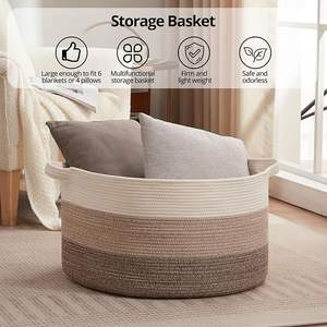 ตะกร้าเก็บของขนาดใหญ่พิเศษ OIAHOMY, 23 นิ้ว x 13 นิ้ว สำหรับเก็บผ้าห่มแบบสาน - Product Image 5