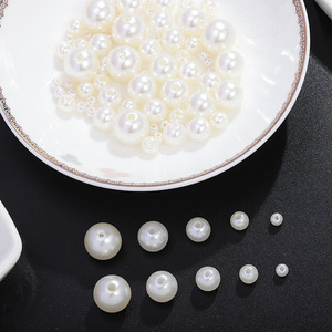 Perles rouges vives, perles blanches brillantes, rondes, à trou droit, perles dispersées pour la fabrication de bijoux artisanaux DIY, accessoires - Product Image 1