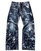 Jeans baggy DiZNEW pour hommes, effet ciré brillant, éclaboussures de peinture, déchirés, coupe ample, style skater, pour marques streetwear, Denim Factory